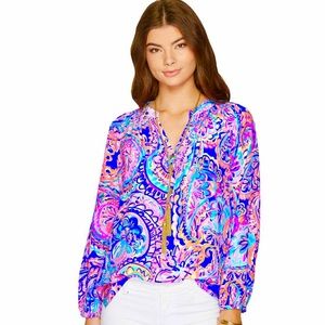 LILLY PULITZER • Blue Current • ELSA SILK TOP